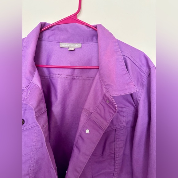 Lavender Women Within stretch Denim Jacket size 24 - Picture 5 of 7